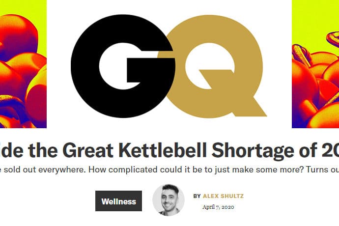 GQ Magazine Goldens' Cast Iron Kettlebells and Dumbbells