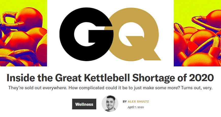 GQ Magazine Goldens' Cast Iron Kettlebells and Dumbbells