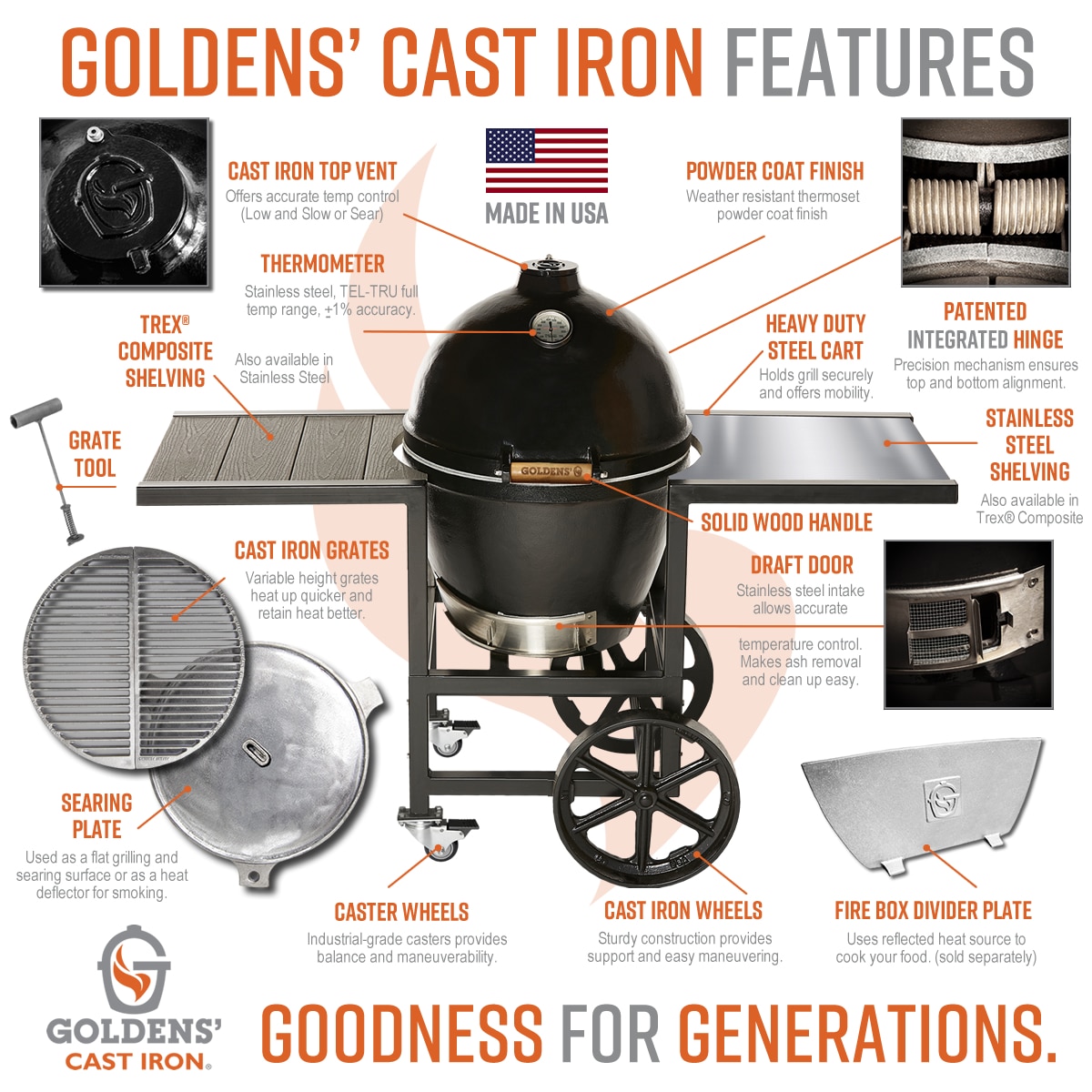 Goldens' Cast Iron Kamado Grill