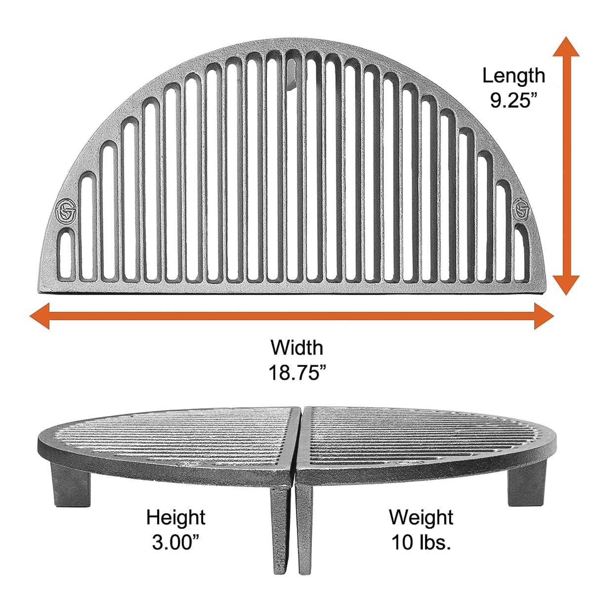 18" Cast Iron Half Grate for Ceramic Cookers