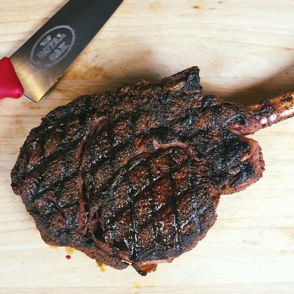 Wagyu Tomahawk Ribeye Goldens' Cast Iron Cooker Heath Riles BBQ