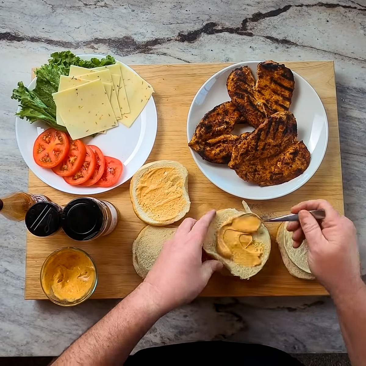 Spicy Cajun Chicken Sandwich Goldens' Cast Iron Heath Riles BBQ