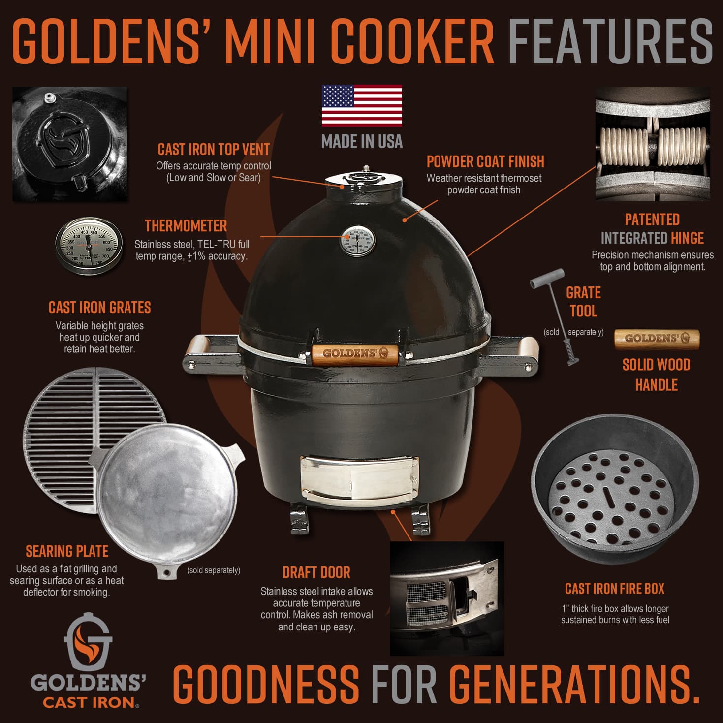 Goldens' Cast Iron Mini-Cooker (14")