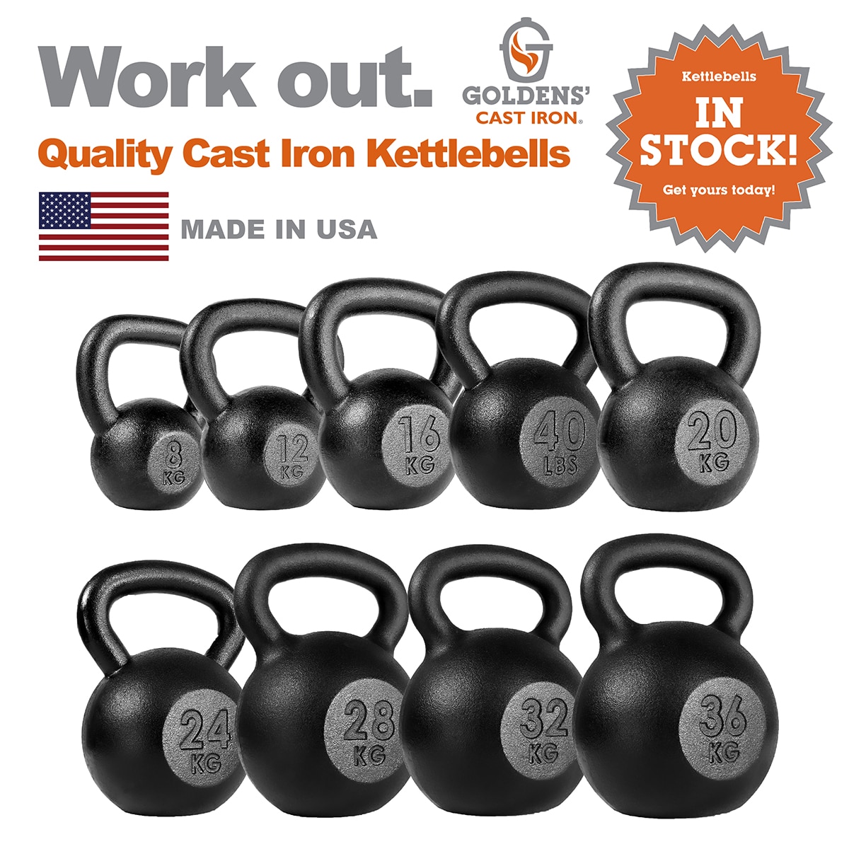 Competition Standard Kettlebell Gym Strength Training (8kg - 36kg  Kettlebells)