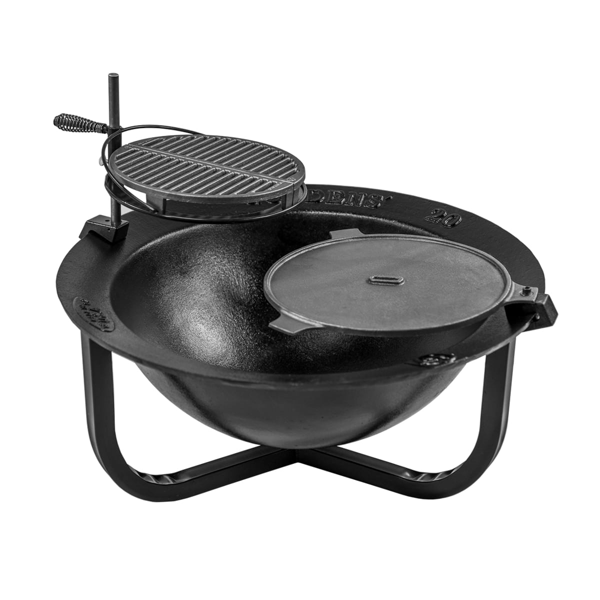 Flat Bottom Cast Iron Cooking Pot - Cast Iron Kettle, BBQ Grill Pot