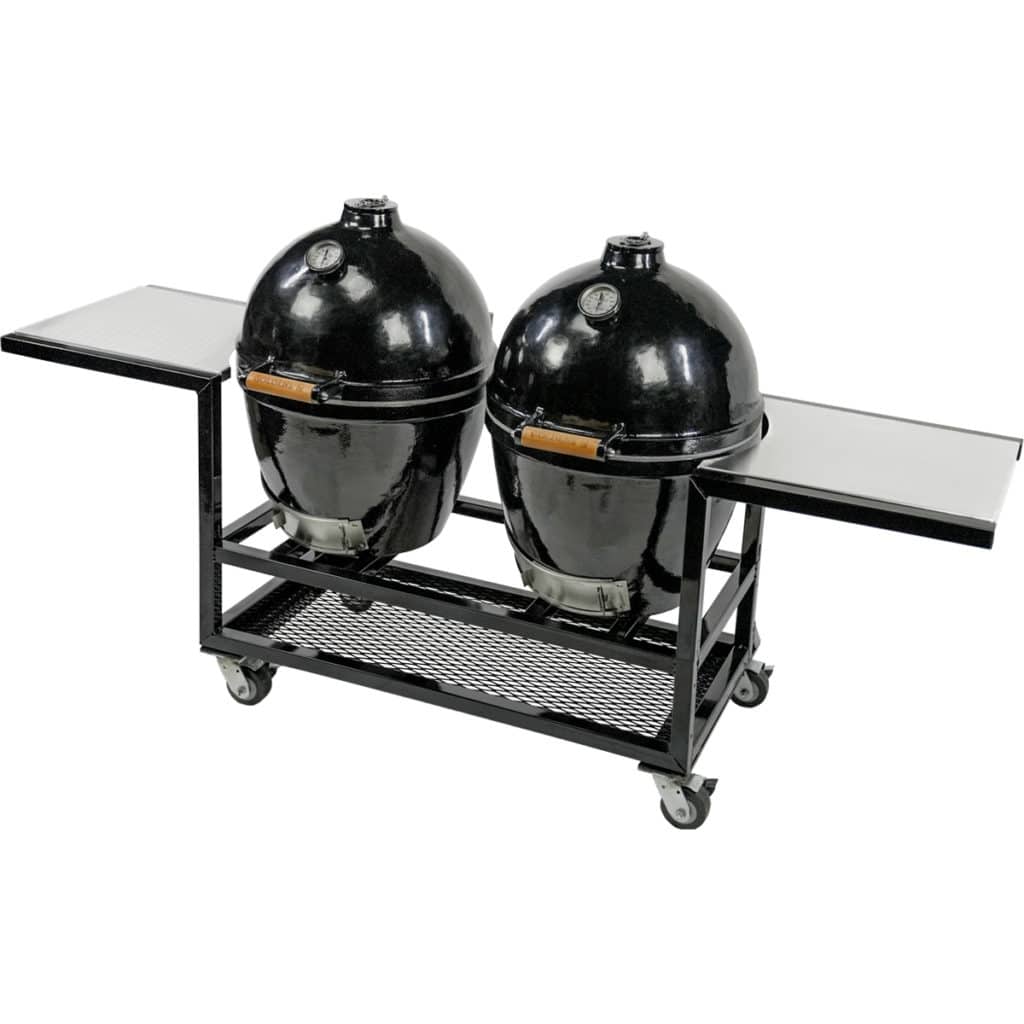 Double Cast Iron Kamado Cookers w/ stainless steel Shelving