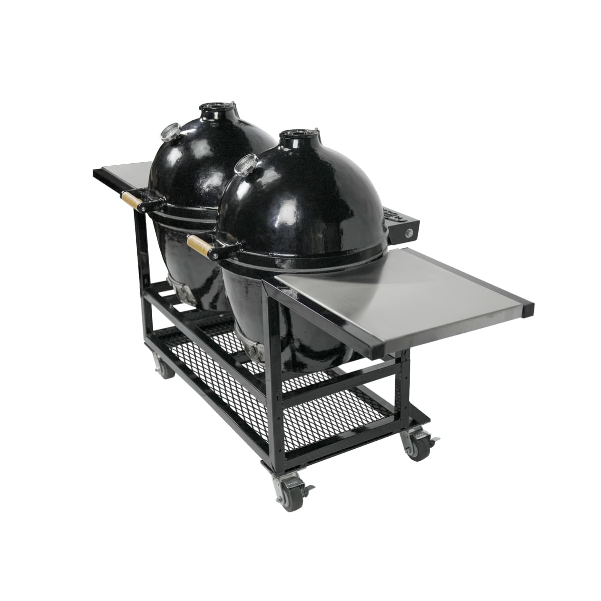 Double Cast Iron Kamado Cookers w/ stainless steel Shelving