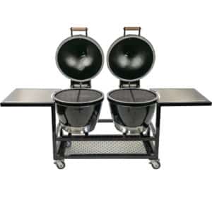 Goldens' Cast Iron Double Cooker with Stainless Steel Cart